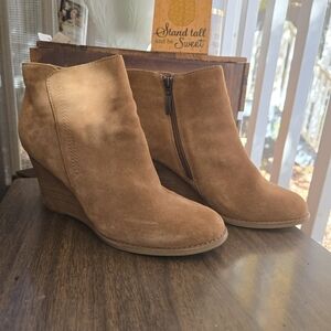 Franco Fortini Tan Suede Leather Wedge Boots